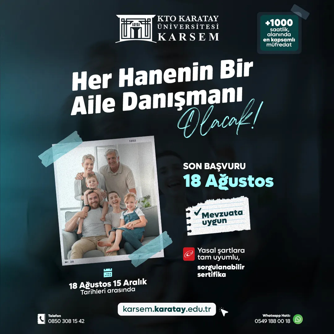 Karatay Üniversitesi Aile Danışmanlığı Eğitimi