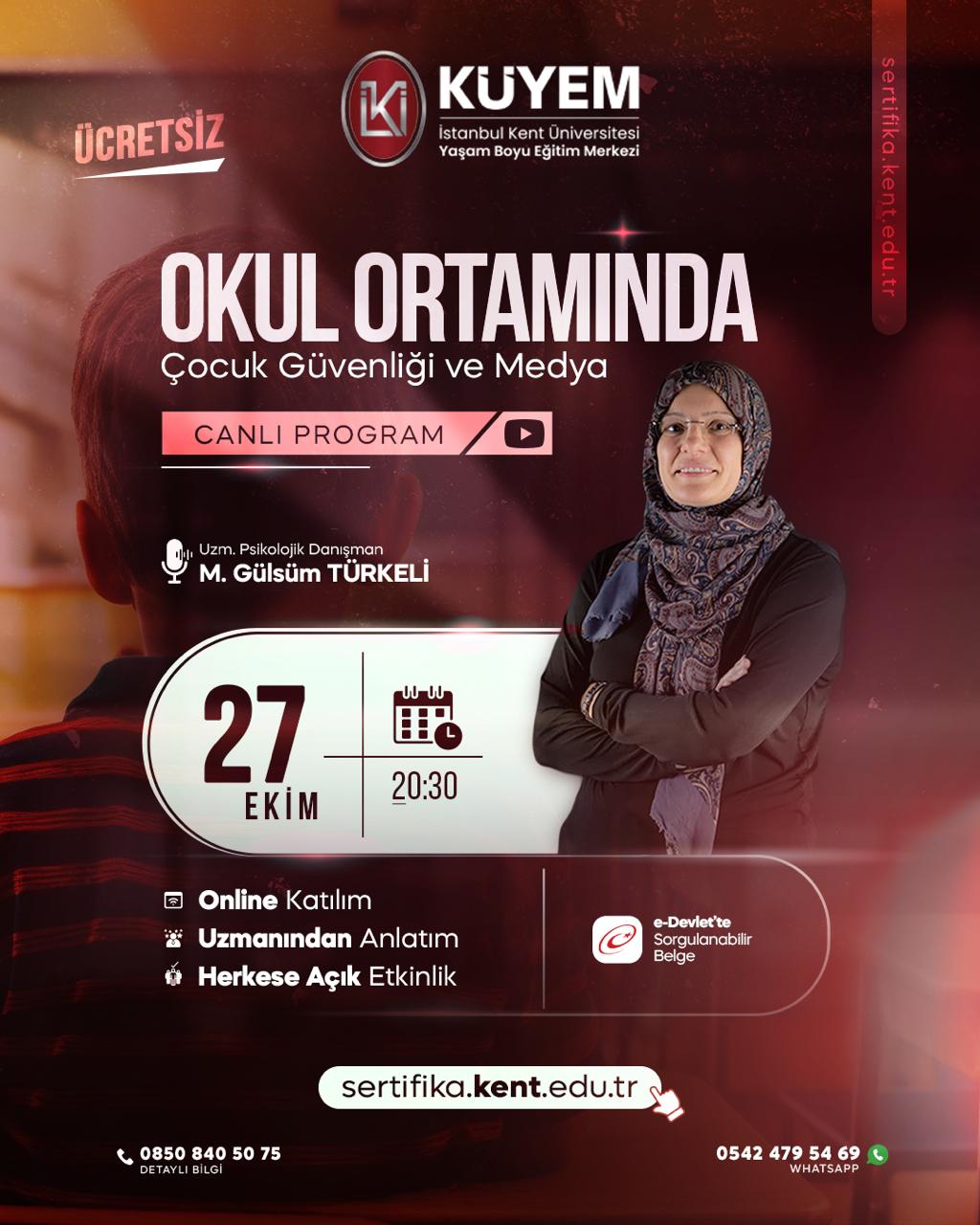ÜCRETSİZ / ONLINE Okul Ortamında Çocuk Güvenliği ve Medya Seminer Programı